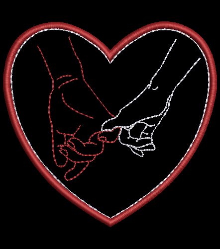 Lineart, Holding Hands embroidery design applique