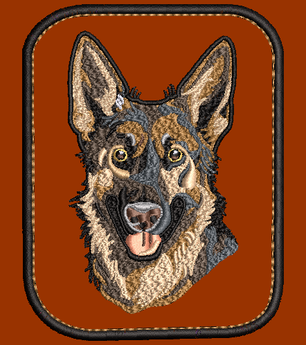 German Shepherd Embroidery Design Applique