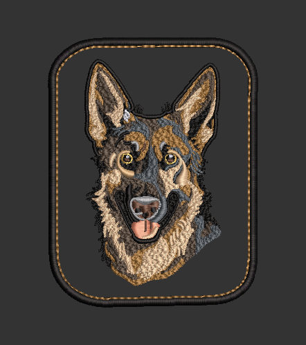 German Shepherd Embroidery Design Applique