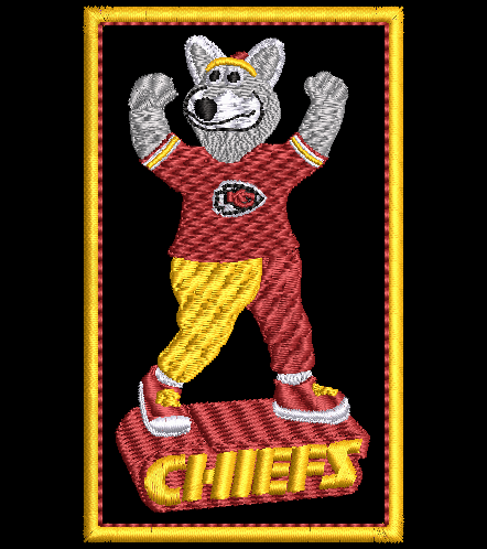 Kansas City Chiefs Wolf Mascot Embroidery Design and applique