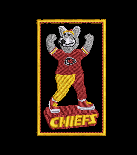 Kansas City Chiefs Wolf Mascot Embroidery Design and applique