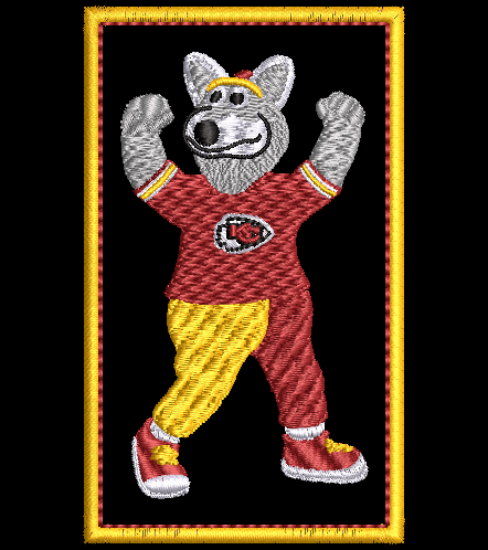 Kansas City Chiefs Wolf Mascot Embroidery Design and applique