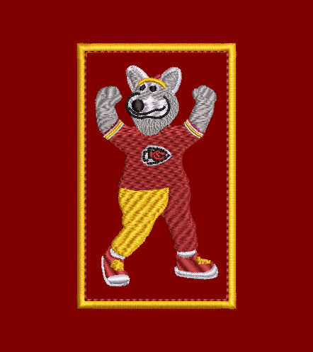 Kansas City Chiefs Wolf Mascot Embroidery Design and applique