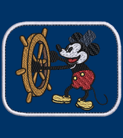 Classic Mickey Mouse as Steamboat Willie Embroidery design and applique included