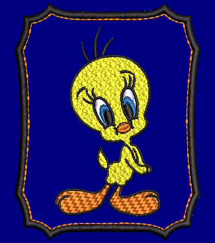 Tweety bird embroidery design with applique file included