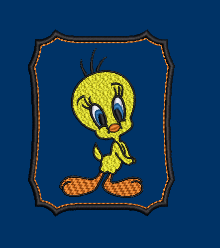 Tweety bird embroidery design with applique file included