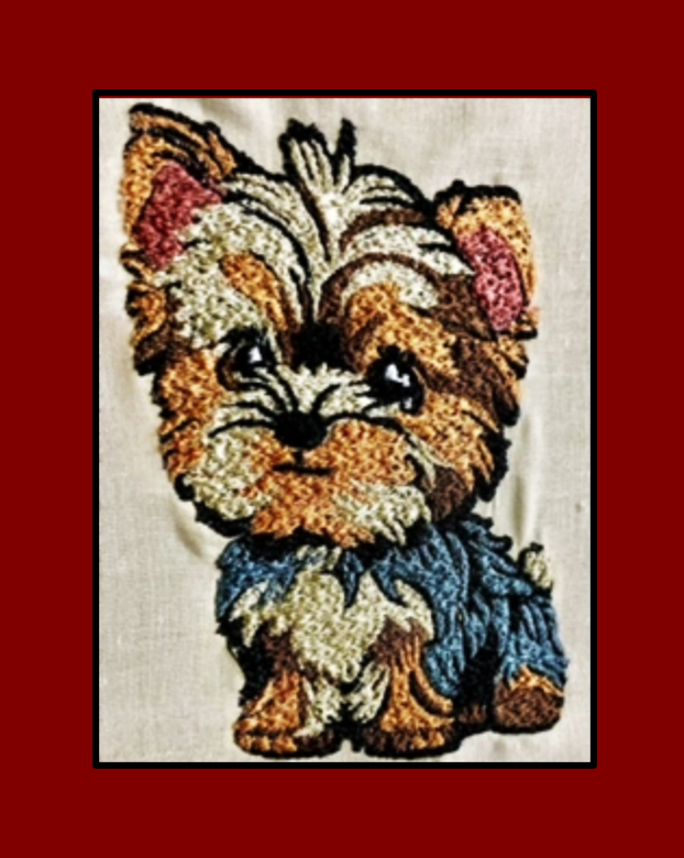 cute dog - Yorkshire embroidery design stitched out