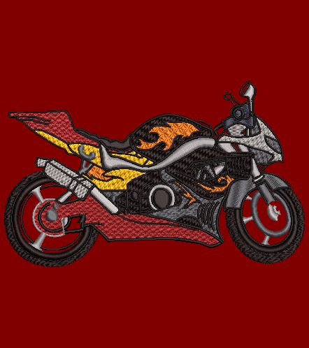 Motorcycle Embroidery Design, 5 x 7 Hoop