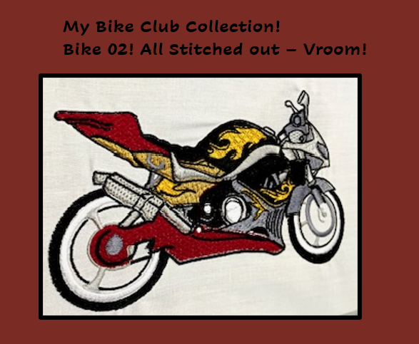 Motorcycle Embroidery Design, Stitched out!