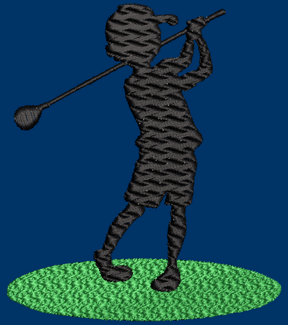 Boy Golfer Silhouette Embroidery Design