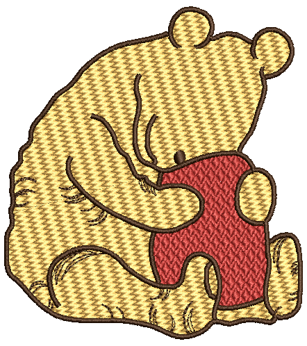 Winnie the Pooh with his head in a honey jar Embroidery Design