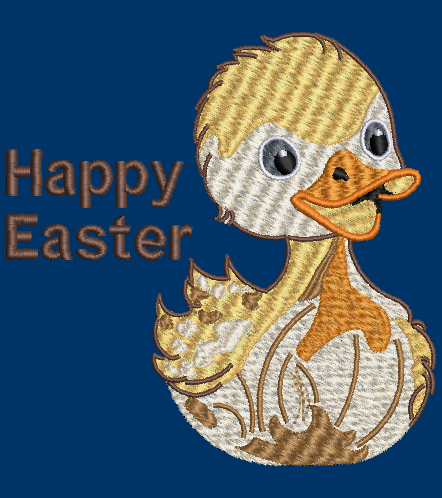 Sweet Ducky, Easter Embroidery Design - with "Happy Easter"