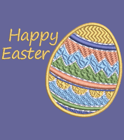 Easter Egg 01 Embroidery Design with "Happy Easter"