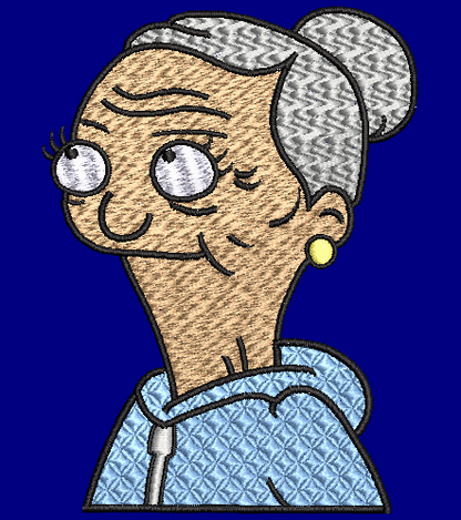 Bobs Burgers, Edith Cranwrinkle Embroidery Design