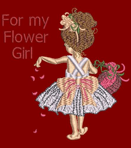 Bridal Embroidery designs, little flower girl with text "for my flower girl"