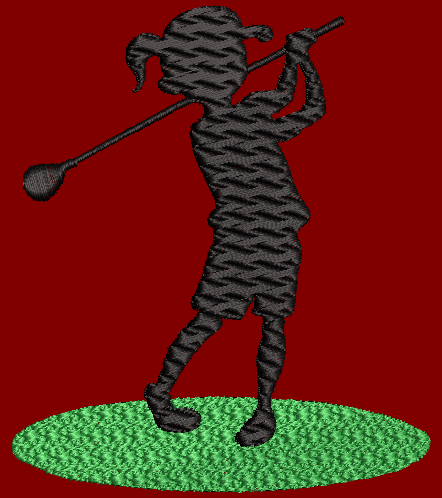 Girl Golfer Silhouette Embroidery Design