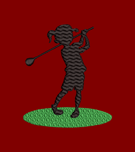 Girl Golfer Silhouette Embroidery Design