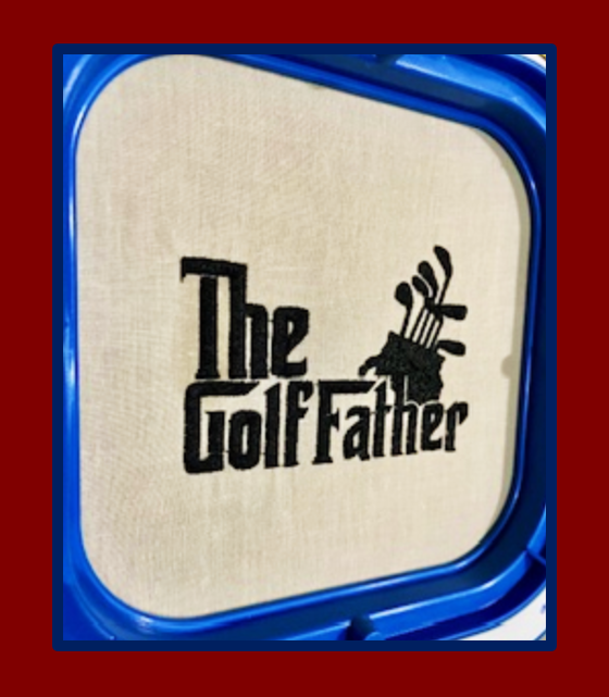 The GolfFather Embroidery design - Stitched out! Only 1 trim!