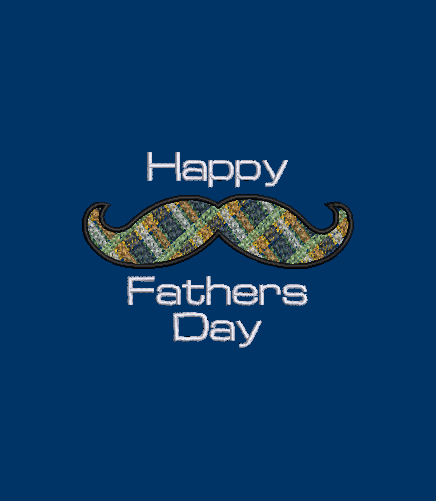 Happy Fathers Day - Mustache - Design in 2 hoop sizes