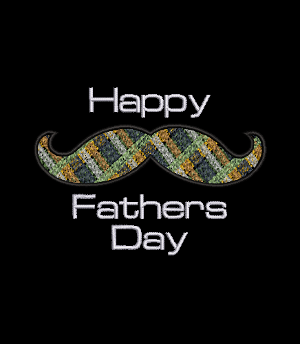 Happy Fathers Day - Mustache - Design in 2 hoop sizes