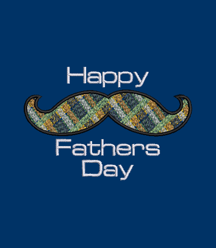 Happy Fathers Day - Mustache - Design in 2 hoop sizes