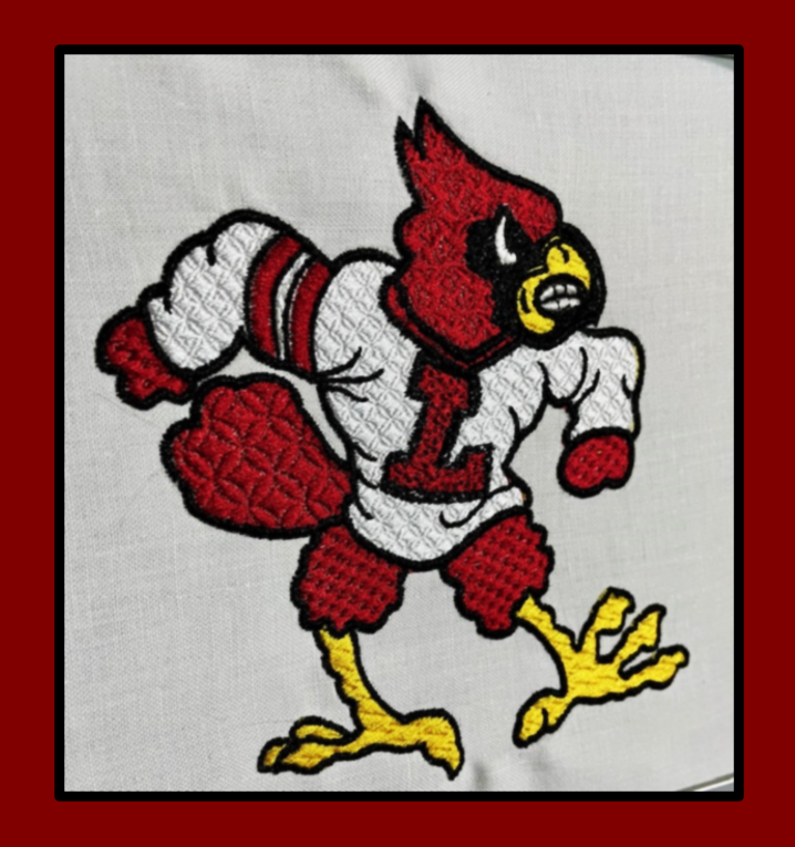 5 x 7 Mascot Design Stitched Out