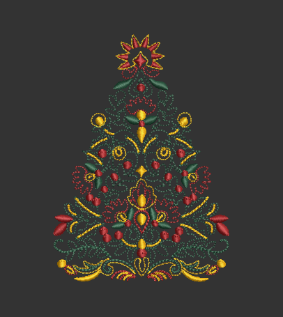 Multicolored Christmas Tree - 2 Hoop Sizes