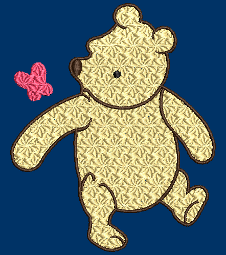 Classic Winnie the Pooh with butterfly Embroidery Design