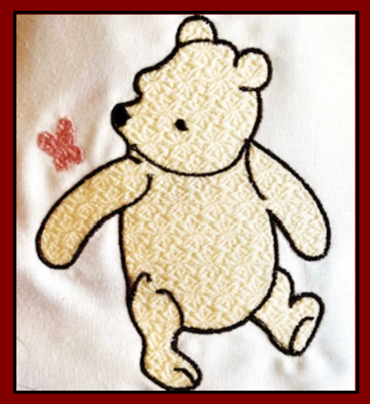 Classic Winnie the Pooh with butterfly Embroidery Design - Stitched Out