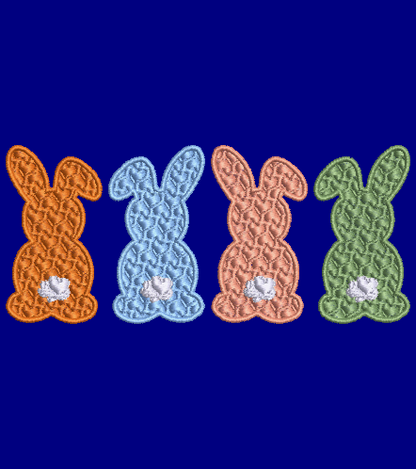 Row of Bunnies Embroidery Design