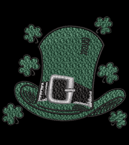 St. Patrick's Day Hat with Clovers, Embroidery Design