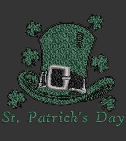 St. Patrick's Day hat and clovers embroidery pack