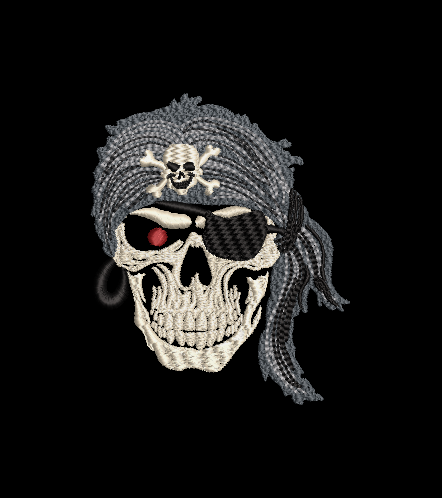 Skull 02 Embroidery Design - 2 Hoop Sizes