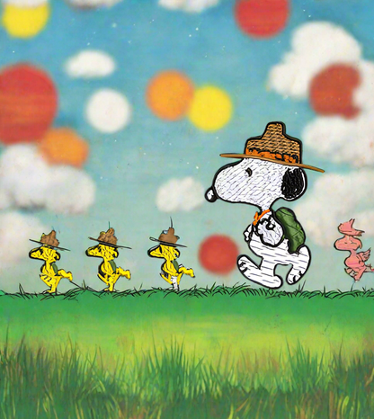 Snoopy and Woodstock Scouts Cute Charlie Brown Backdrop