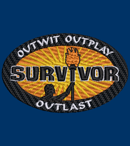 "outwit, outlast, outplay" with this Survivor Embroidery Design with applique included