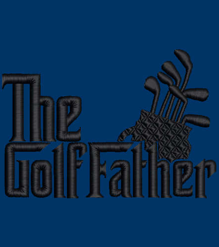 The GolfFather Embroidery design. Only 1 trim!