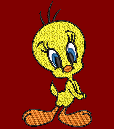 Tweety bird embroidery design with applique file included