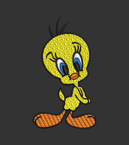 Tweety bird embroidery design with applique file included