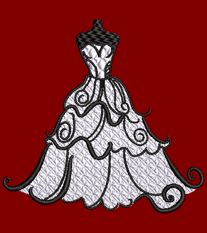 Wedding Dress 01 Embroidery Design - 2 Hoop Sizes