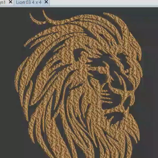 4 x 4 Regal Lion Stitching Out